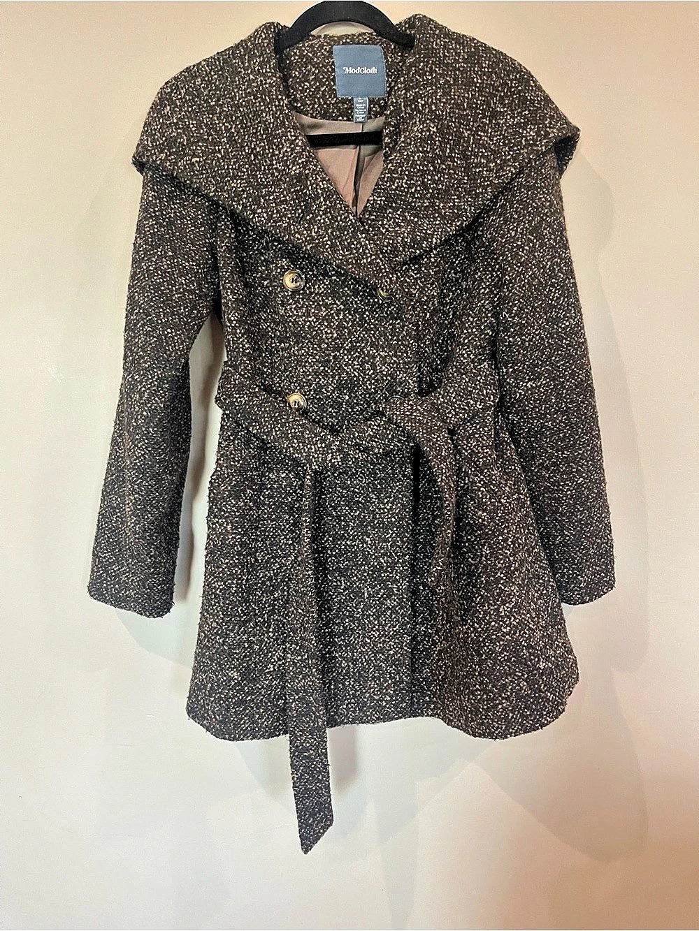 ModCloth Belted Coat in Brown Size Small Like New